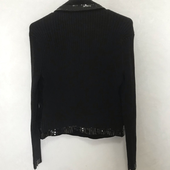 BEREK Black Sequin Sweater Jacket Cardigan Medium - Picture 6 of 7